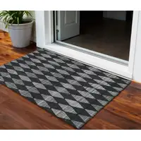 Photo of Charcoal Geometric Washable Non Skid Indoor Outdoor Area Rug