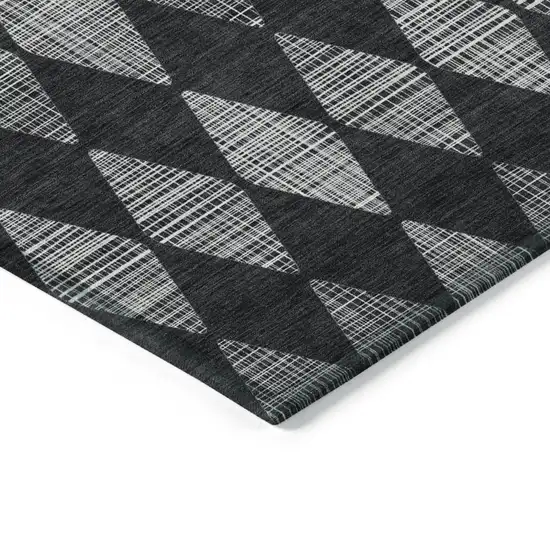 Charcoal Geometric Washable Non Skid Indoor Outdoor Area Rug Photo 4