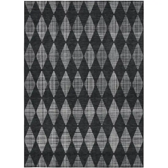 Charcoal Geometric Washable Non Skid Indoor Outdoor Area Rug Photo 6