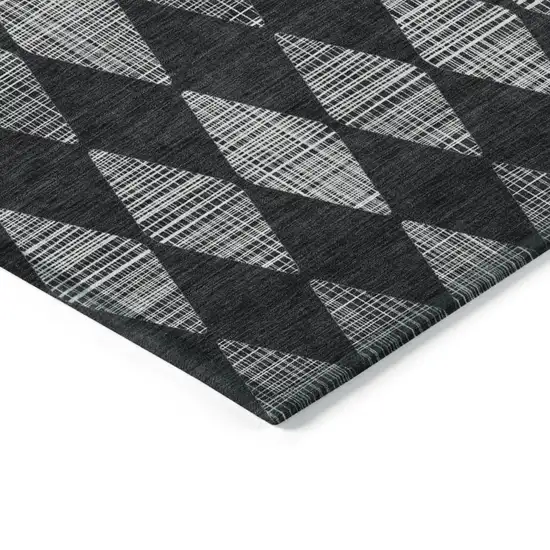 Charcoal Geometric Washable Non Skid Indoor Outdoor Area Rug Photo 4