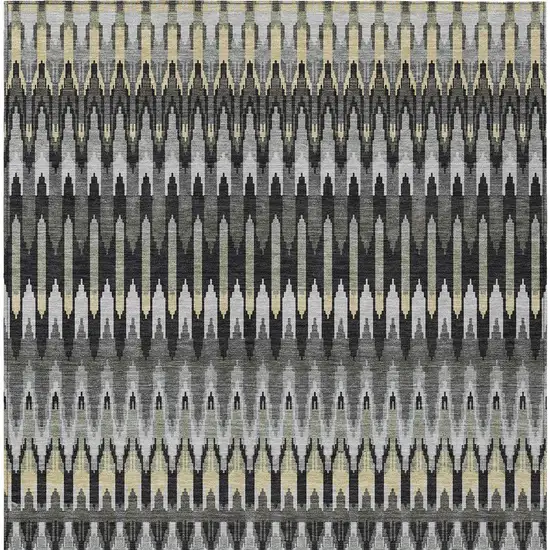 Charcoal Gray And Beige Southwestern Washable Indoor Outdoor Area Rug Photo 8