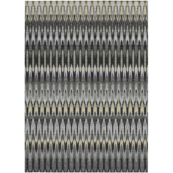 Charcoal Gray And Beige Southwestern Washable Indoor Outdoor Area Rug Photo 8