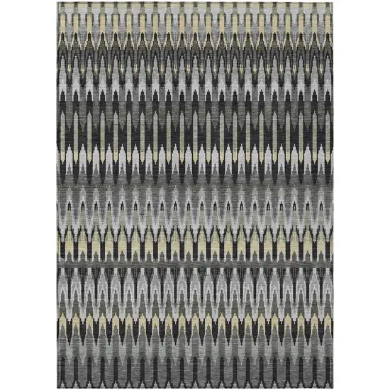 Charcoal Gray And Beige Southwestern Washable Indoor Outdoor Area Rug Photo 2