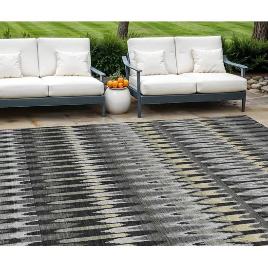 Charcoal Gray And Beige Southwestern Washable Indoor Outdoor Area Rug Photo 1