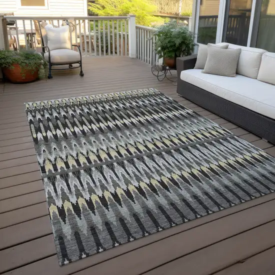 Charcoal Gray And Beige Southwestern Washable Indoor Outdoor Area Rug Photo 9