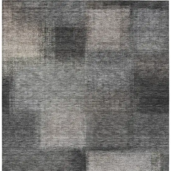 Charcoal Gray And Silver Abstract Washable Indoor Outdoor Area Rug Photo 4