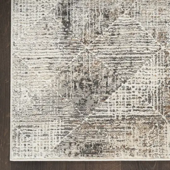 Charcoal Gray and Ivory Abstract Non Skid Area Rug Photo 4