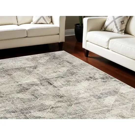 Charcoal Gray and Ivory Abstract Non Skid Area Rug Photo 1