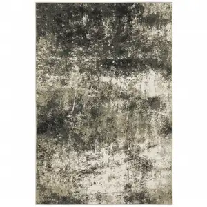 Photo of Charcoal Grey And Beige Abstract Power Loom Stain Resistant Area Rug