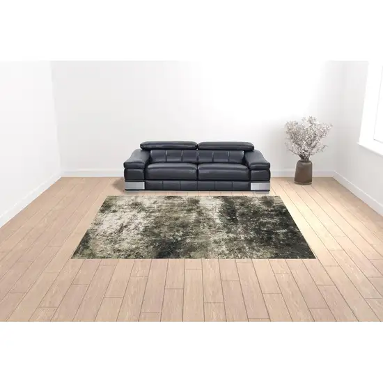 Charcoal Grey And Beige Abstract Power Loom Stain Resistant Area Rug Photo 2