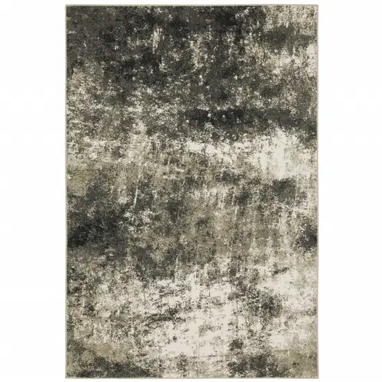 Charcoal Grey And Beige Abstract Power Loom Stain Resistant Area Rug Photo 1