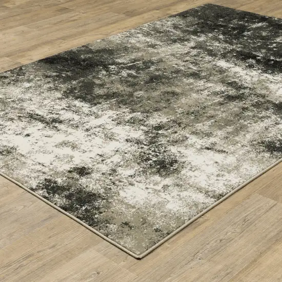 Charcoal Grey And Beige Abstract Power Loom Stain Resistant Area Rug Photo 5