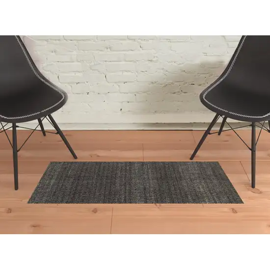 Charcoal Grey And Brown Geometric Power Loom Stain Resistant Area Rug Photo 2