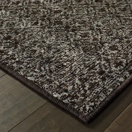 Charcoal Grey And Brown Geometric Power Loom Stain Resistant Area Rug Photo 3