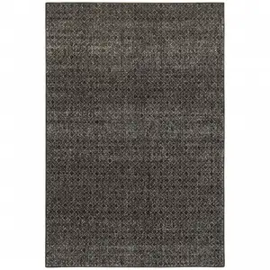 Photo of Charcoal Grey And Brown Geometric Power Loom Stain Resistant Area Rug