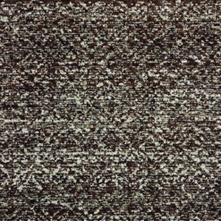 Charcoal Grey And Brown Geometric Power Loom Stain Resistant Runner Rug Photo 3