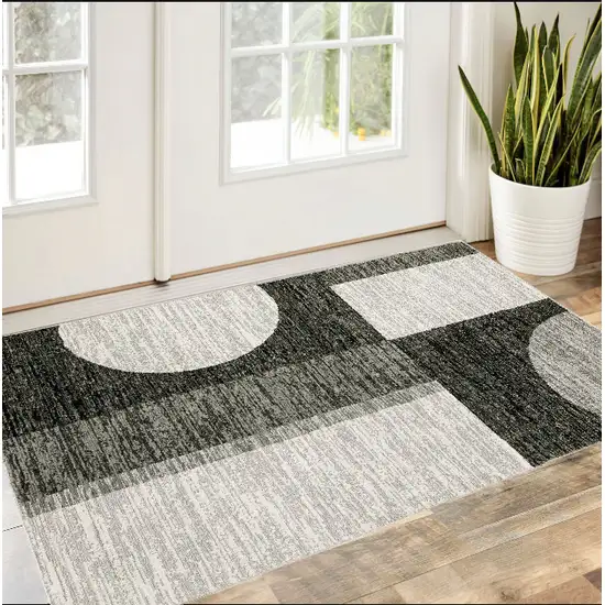 Gray and Ivory Geometric Power Loom Area Rug Photo 1