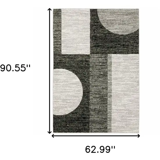 Gray and Ivory Geometric Power Loom Area Rug Photo 3