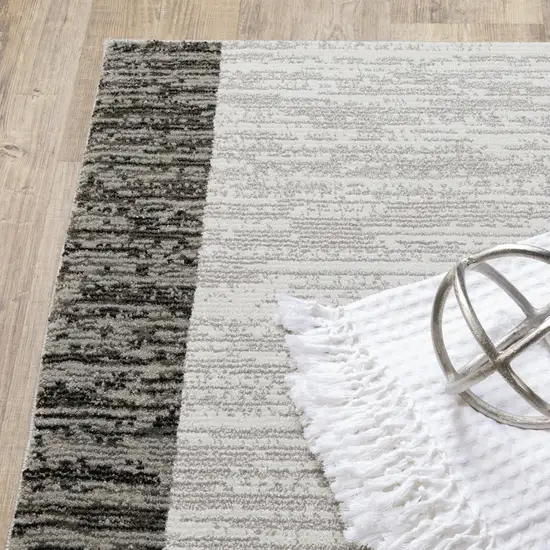 Charcoal Grey And Ivory Geometric Power Loom Stain Resistant Area Rug Photo 6