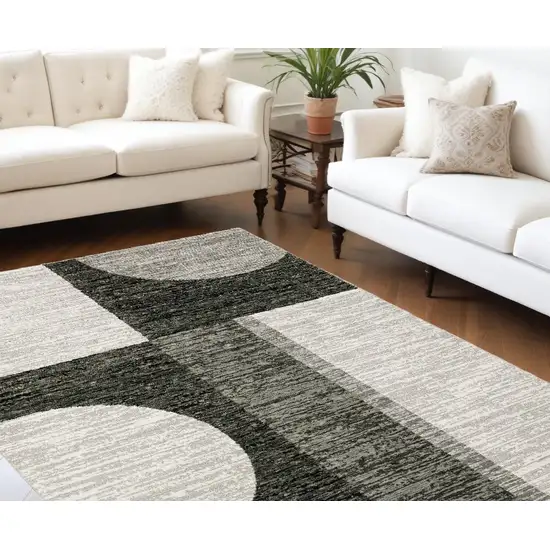 Gray and Ivory Geometric Power Loom Area Rug Photo 1