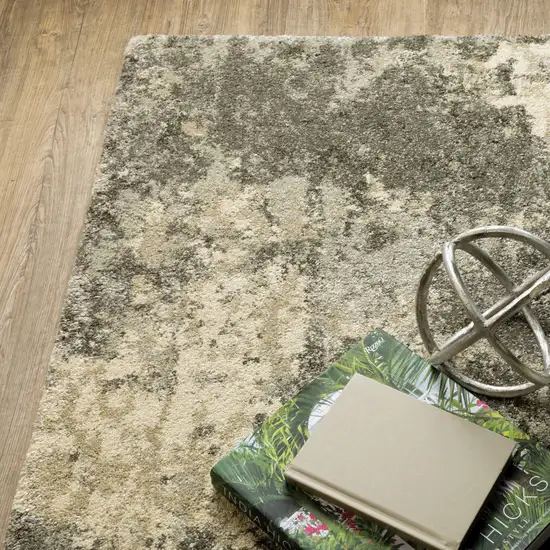 Charcoal Grey Beige And Tan Abstract Power Loom Stain Resistant Area Rug Photo 6