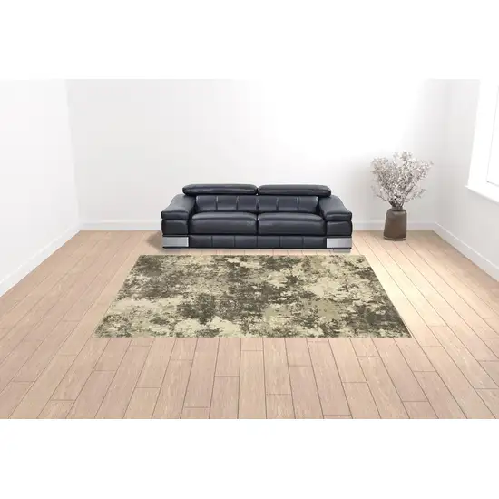 Charcoal Grey Beige And Tan Abstract Power Loom Stain Resistant Area Rug Photo 2