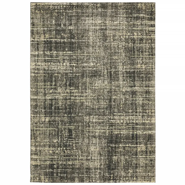 Charcoal Grey Beige And Tan Abstract Power Loom Stain Resistant Area Rug Photo 1