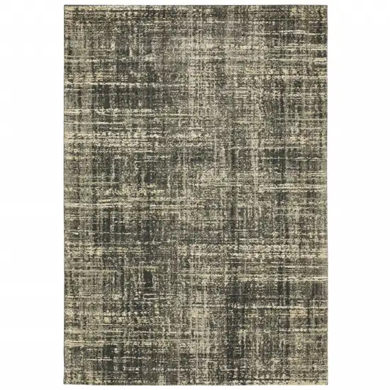 Charcoal Grey Beige And Tan Abstract Power Loom Stain Resistant Area Rug Photo 1