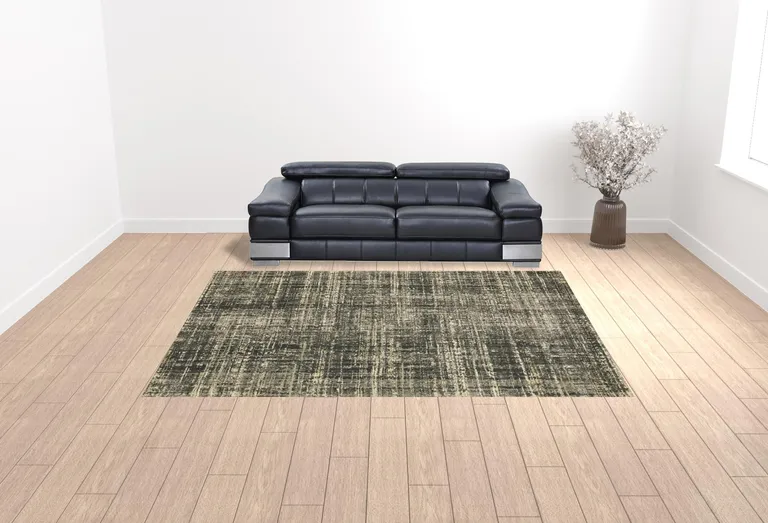 Charcoal Grey Beige And Tan Abstract Power Loom Stain Resistant Area Rug Photo 3