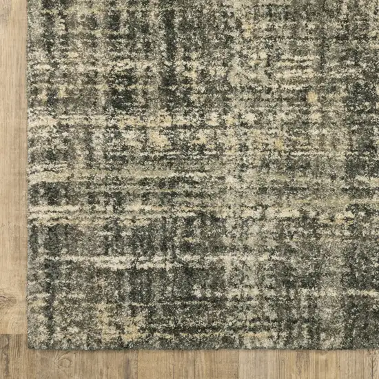 Charcoal Grey Beige And Tan Abstract Power Loom Stain Resistant Runner Rug Photo 4