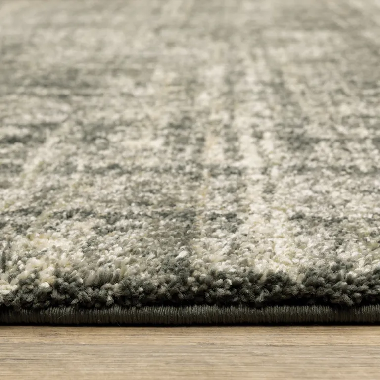 Charcoal Grey Beige And Tan Abstract Power Loom Stain Resistant Runner Rug Photo 5