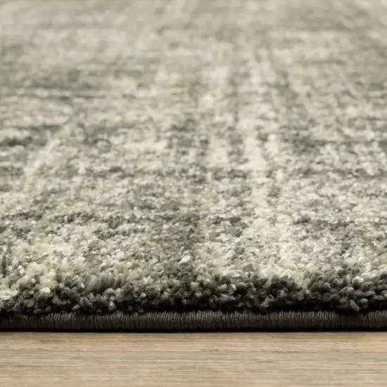 Charcoal Grey Beige And Tan Abstract Power Loom Stain Resistant Runner Rug Photo 6