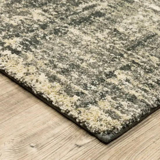 Charcoal Grey Beige And Tan Abstract Power Loom Stain Resistant Runner Rug Photo 5