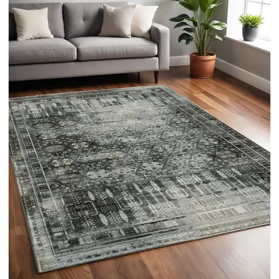 Gray and Ivory Oriental Power Loom Area Rug Photo 1