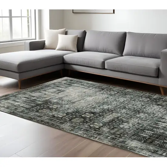 Gray and Ivory Oriental Power Loom Area Rug Photo 1