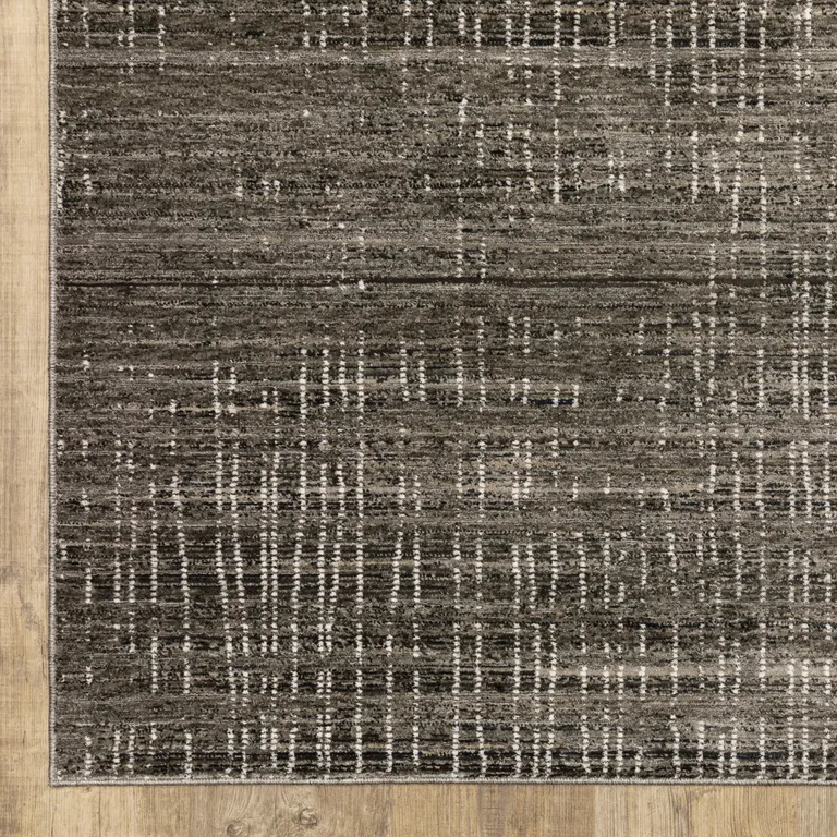 Charcoal Grey Grey Ivory Tan And Brown Abstract Power Loom Stain Resistant Area Rug Photo 2