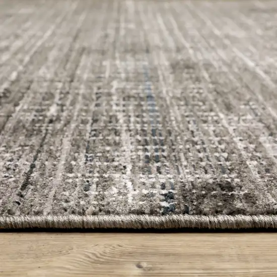 Charcoal Grey Grey Ivory Tan And Brown Abstract Power Loom Stain Resistant Runner Rug Photo 6