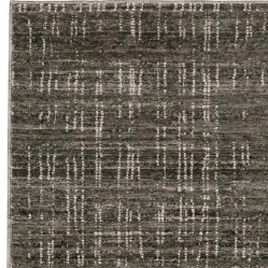 Charcoal Grey Grey Ivory Tan And Brown Abstract Power Loom Stain Resistant Runner Rug Photo 5