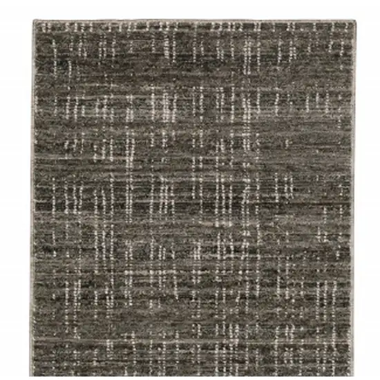 Charcoal Grey Grey Ivory Tan And Brown Abstract Power Loom Stain Resistant Runner Rug Photo 6