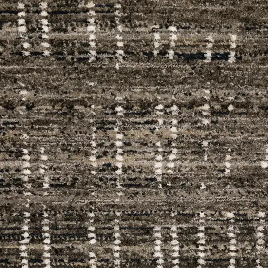 Charcoal Grey Grey Ivory Tan And Brown Abstract Power Loom Stain Resistant Runner Rug Photo 4