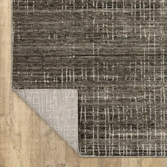 Charcoal Grey Grey Ivory Tan And Brown Abstract Power Loom Stain Resistant Runner Rug Photo 8