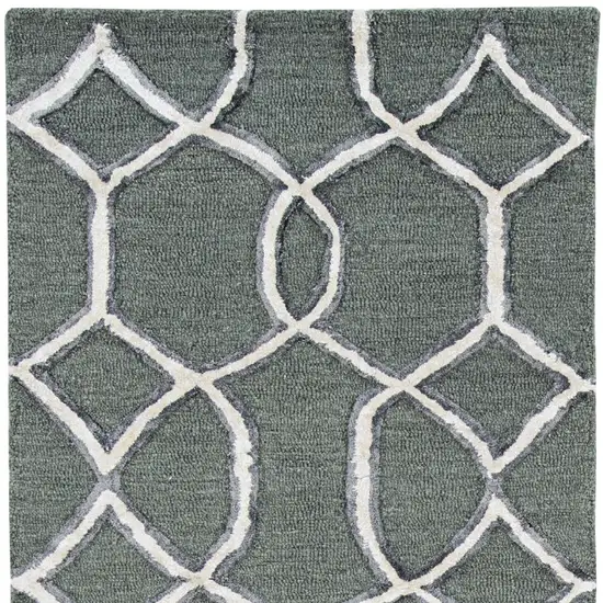 8' Charcoal Grey Hand Tufted Ogee Indoor Runner Rug Photo 7