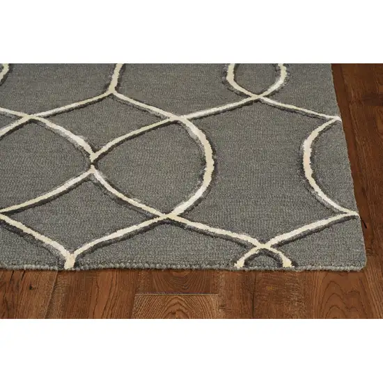 Charcoal Grey Hand Tufted Ogee Indoor Runner Rug Photo 4