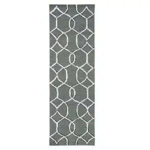 Photo of Charcoal Grey Hand Tufted Ogee Indoor Runner Rug