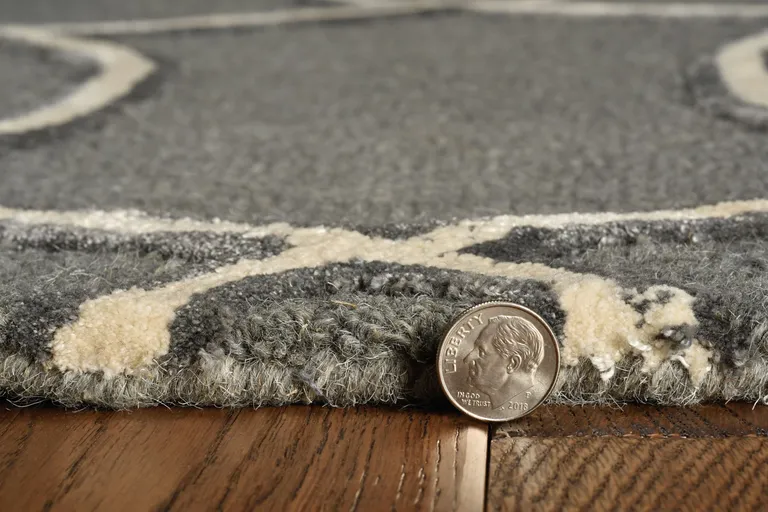 Charcoal Grey Hand Tufted Ogee Indoor Runner Rug Photo 5