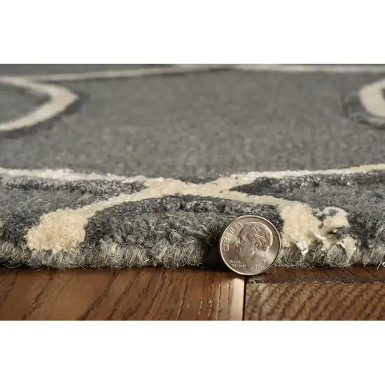 Charcoal Grey Hand Tufted Ogee Indoor Runner Rug Photo 5