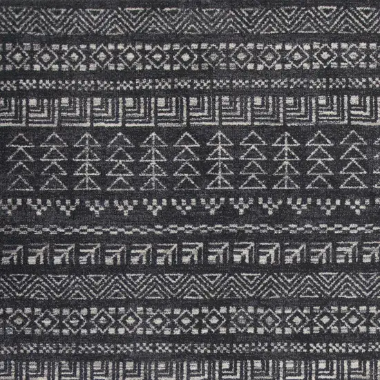 Charcoal Grey Machine Woven Bohemian Tribal Indoor Area Rug Photo 3