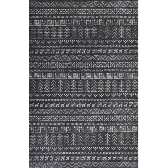 Charcoal Grey Machine Woven Bohemian Tribal Indoor Area Rug Photo 1