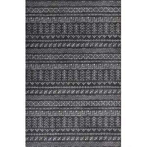 Photo of Charcoal Grey Machine Woven Bohemian Tribal Indoor Area Rug