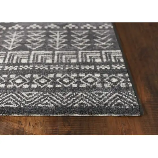 Charcoal Grey Machine Woven Bohemian Tribal Indoor Area Rug Photo 4